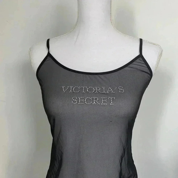 Black Victoria’s Secret micro mesh bedazzled tank top. - Picture 2 of 3